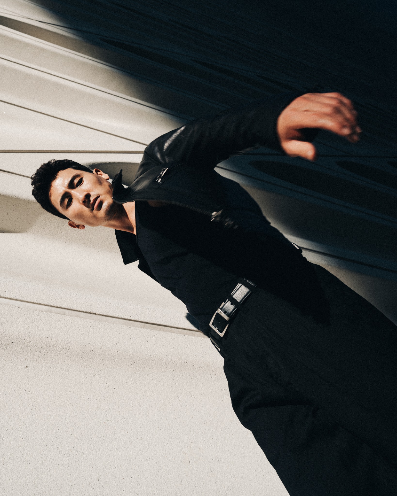 Andrew Hayden Kang photographed for Concrete Shadows in Downtown Los Angeles